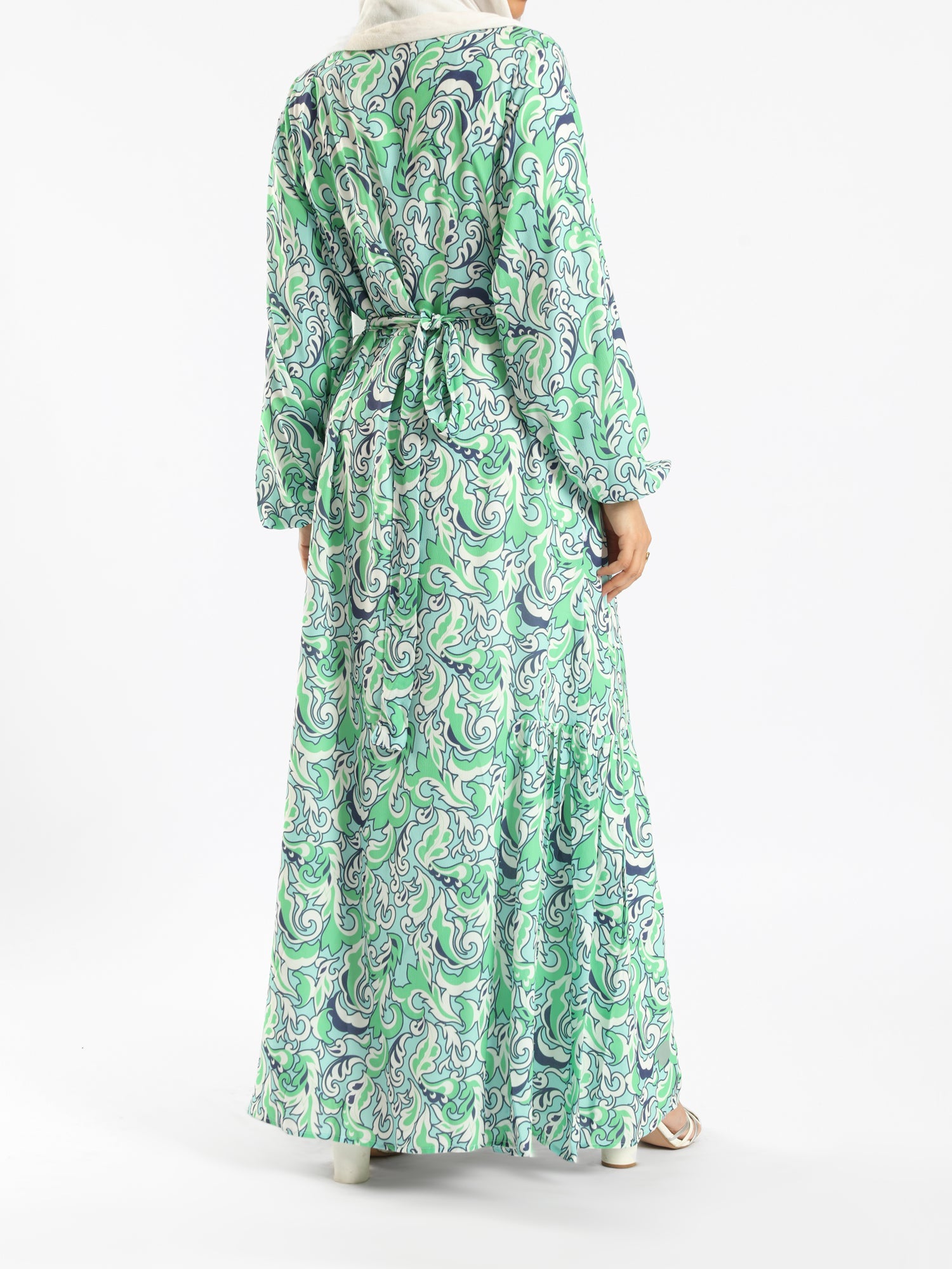 Prismatic Bloom Dress in crepe chiffon with colorful summer print, a vibrant modest shirt dress ideal for seasonal occasions