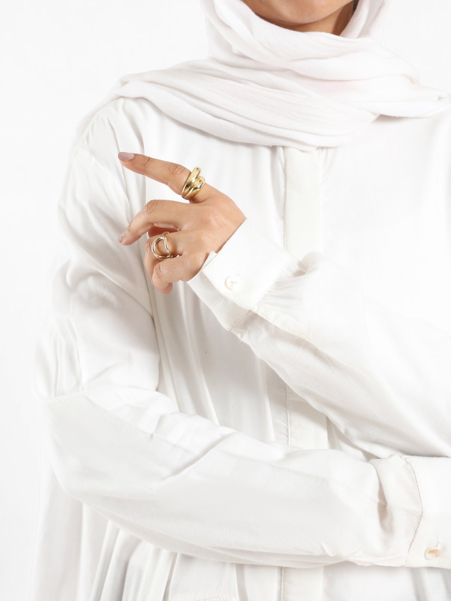 Ruffle Shirt in soft, breathable fabric with delicate frill accents, available in serene summer tones for a feminine modest look