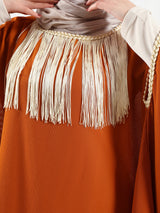 Shimmering Nights Kaftan in elegant polyester with refined detailing, tailored for graceful evenings and festive modest wear