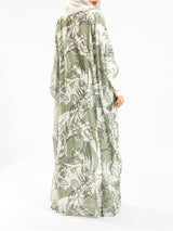 Summer Oasis Cover Up in lightweight fabric with sunset-inspired print, a modest beach layer in lime green, red, or beige