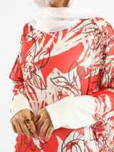 Summer Oasis Cover Up in lightweight fabric with sunset-inspired print, a modest beach layer in lime green, red, or beige