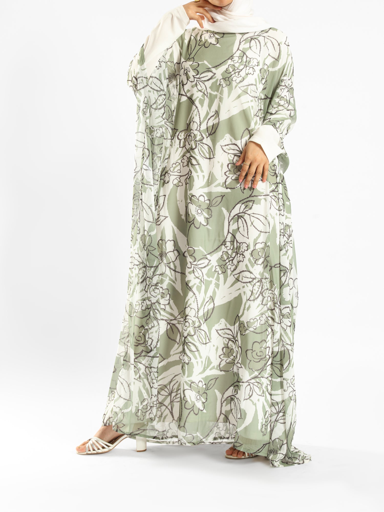 Summer Oasis Cover Up in lightweight fabric with sunset-inspired print, a modest beach layer in lime green, red, or beige