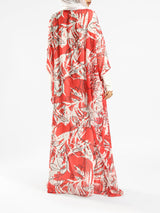 Summer Oasis Cover Up in lightweight fabric with sunset-inspired print, a modest beach layer in lime green, red, or beige