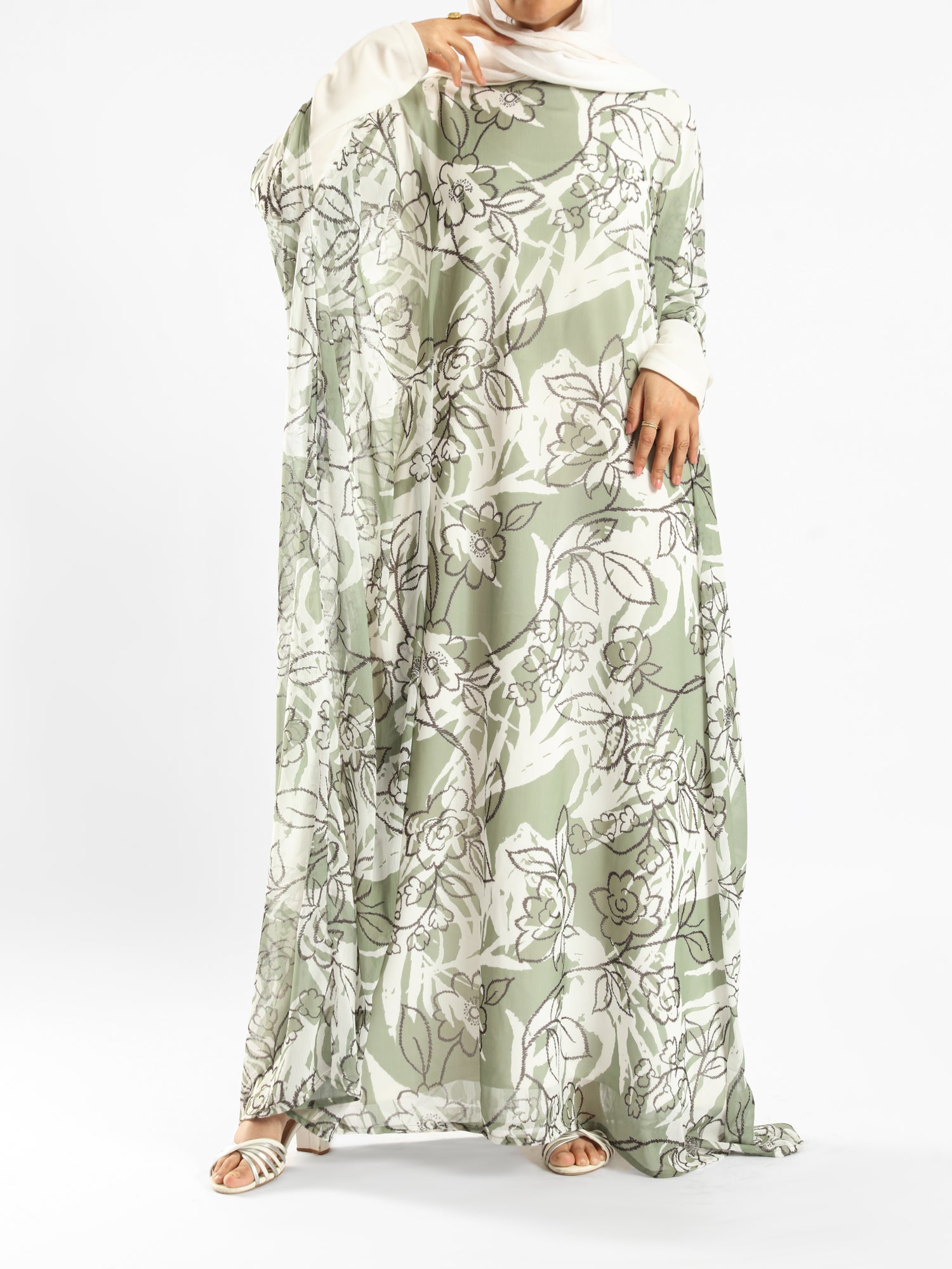 Summer Oasis Cover Up in lightweight fabric with sunset-inspired print, a modest beach layer in lime green, red, or beige