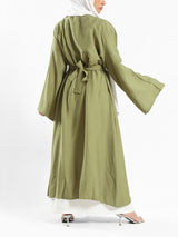 Sunset Kimono Breeze in printed plasma fabric with vibrant hues—lightweight and modest for summer evenings