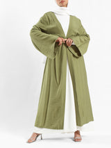 Sunset Kimono Breeze in printed plasma fabric with vibrant hues—lightweight and modest for summer evenings