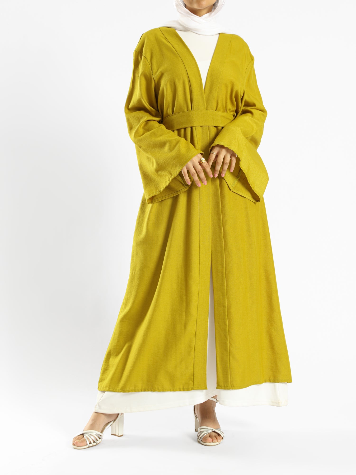 Sunset Kimono Breeze in printed plasma fabric with vibrant hues—lightweight and modest for summer evenings