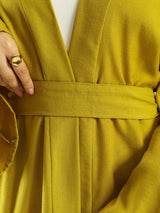 Sunset Kimono Breeze in printed plasma fabric with vibrant hues—lightweight and modest for summer evenings