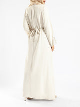 The Oasis Dress in cotton-linen blend with flowing silhouette, a breathable and modest kaftan dress for summer 
