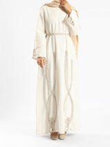 The Oasis Dress in cotton-linen blend with flowing silhouette, a breathable and modest kaftan dress for summer 