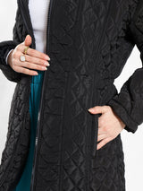 Venus Jacket in black or red with long sleeves, a modest puffer-style winter coat for warmth, and everyday layering