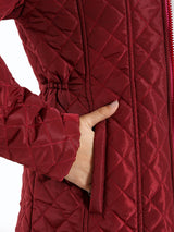 Venus Jacket in black or red with long sleeves, a modest winter puffer coat for warmth, and everyday layering