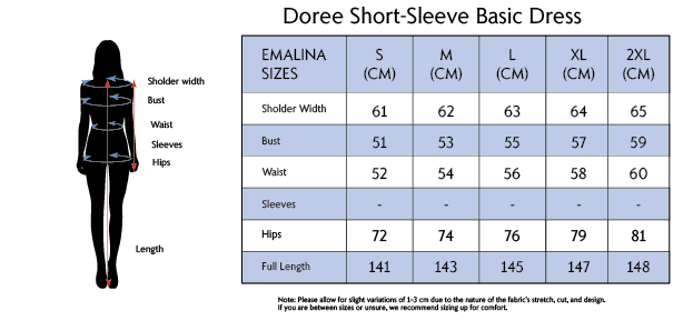 Doree Short - Sleeve Basic Dress - Emalina Fashion