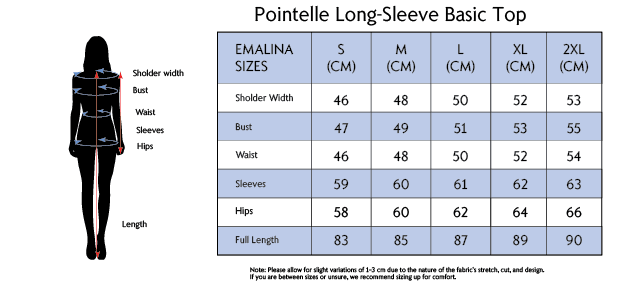 Pointelle Long - Sleeve Basic Top - Emalina Fashion