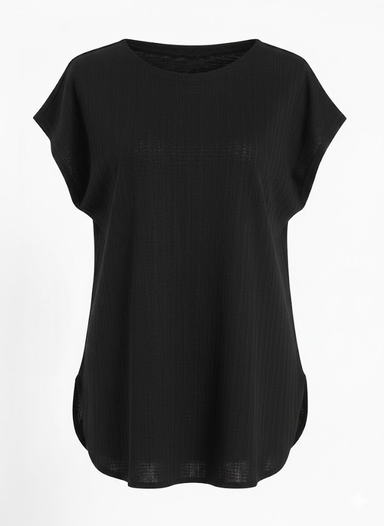 Soft Curve Short-Sleeve Basic Top